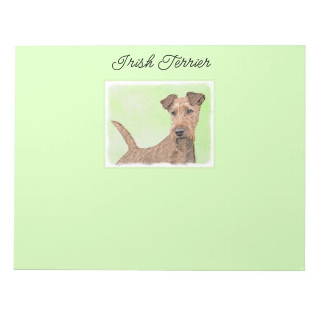 Irish Terrier Painting - Cute Original Dog Art Notepad (Front)