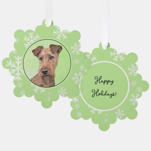 Irish Terrier Painting _ Cute Original Dog Art	 Pa Ornament Card