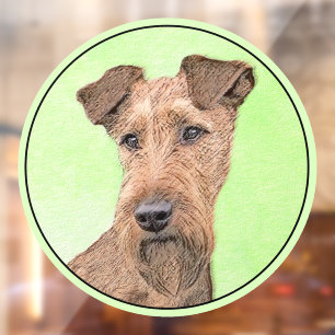 Irish Terrier Painting - Cute Original Dog Art Pa Window Cling