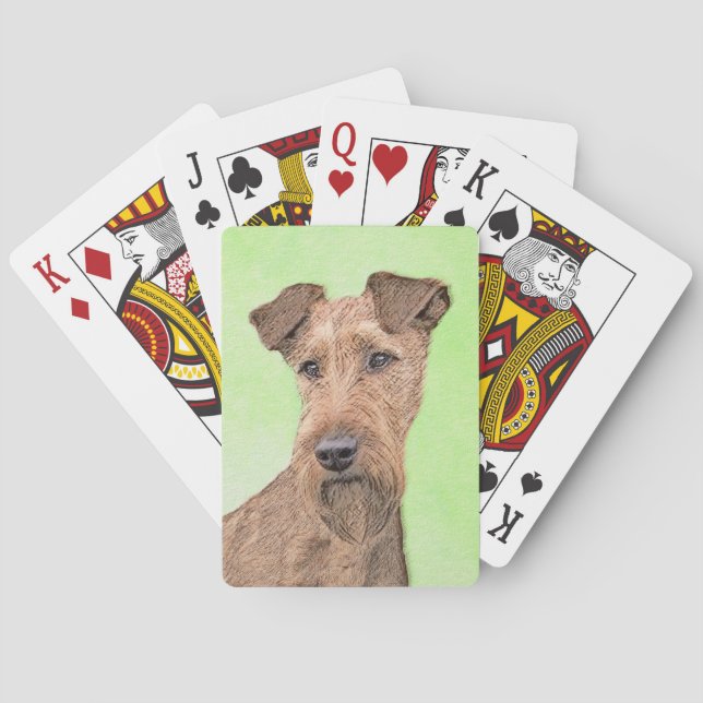 Irish Terrier Painting - Cute Original Dog Art Poker Cards (Back)