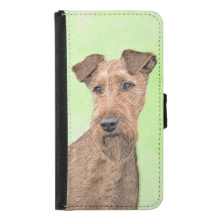 Irish Terrier Painting - Cute Original Dog Art Samsung Galaxy S5 Wallet Case