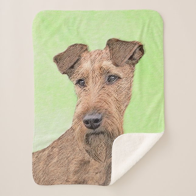 Irish Terrier Painting - Cute Original Dog Art Sherpa Blanket (Front)