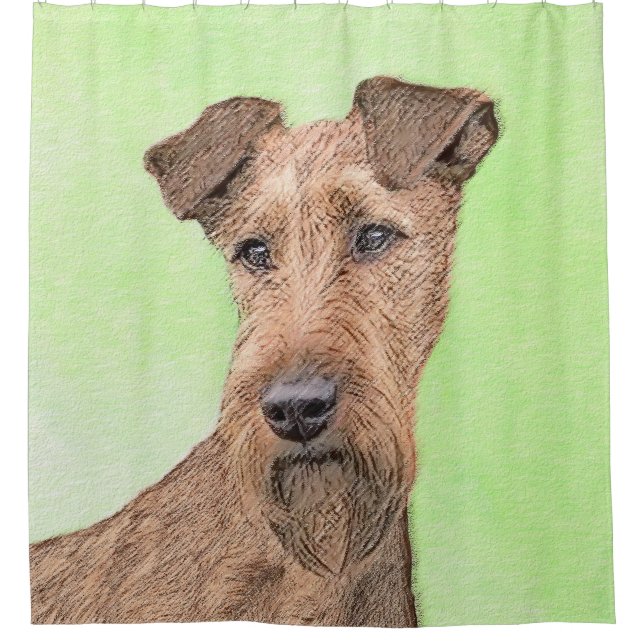 Irish Terrier Painting - Cute Original Dog Art Shower Curtain (Front)