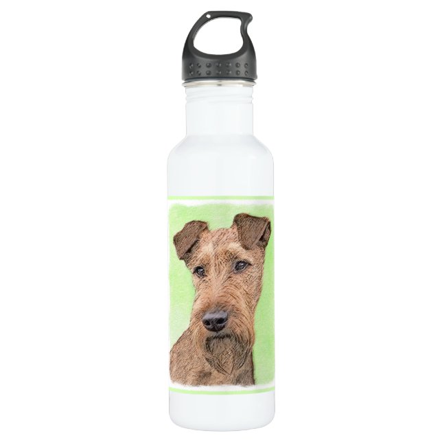 Irish Terrier Painting - Cute Original Dog Art Stainless Steel Water Bottle (Front)