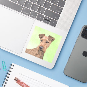 Irish Terrier Painting - Cute Original Dog Art Sticker