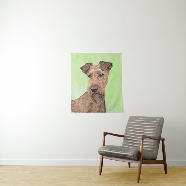 Irish Terrier Painting - Cute Original Dog Art Tapestry (In Situ)