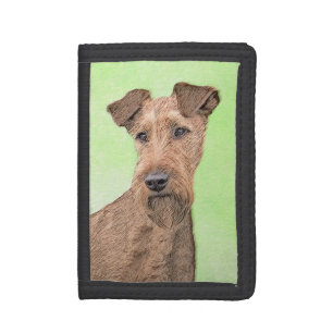 Irish Terrier Painting - Cute Original Dog Art Tri-fold Wallet