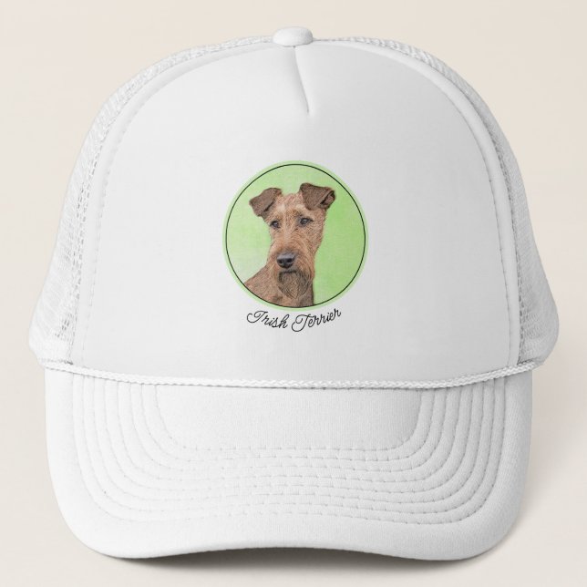 Irish Terrier Painting - Cute Original Dog Art Trucker Hat (Front)