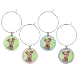 Irish Terrier Painting - Cute Original Dog Art Wine Charm
