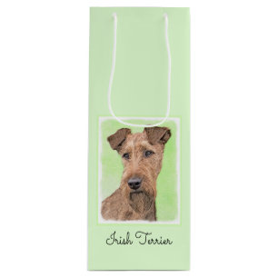 Irish Terrier Painting - Cute Original Dog Art Wine Gift Bag