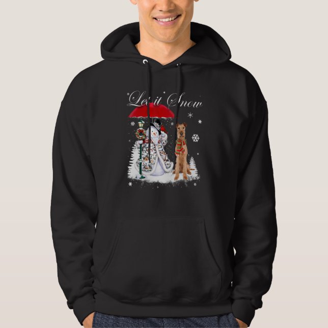 Irish Terrier Santa Dog Christmas Snowman Xmas Paj Hoodie (Front)