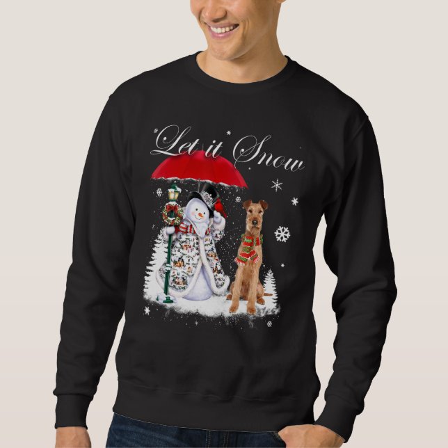 Irish Terrier Santa Dog Christmas Snowman Xmas Paj Sweatshirt (Front)