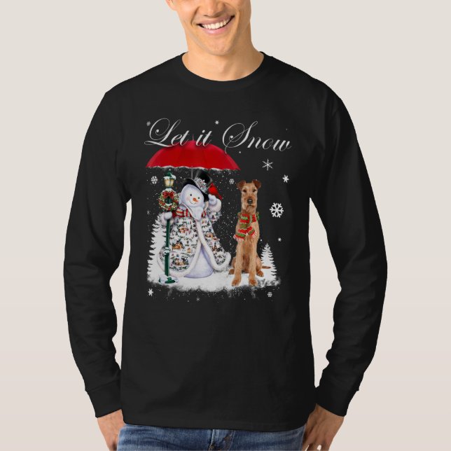 Irish Terrier Santa Dog Christmas Snowman Xmas Paj T-Shirt (Front)