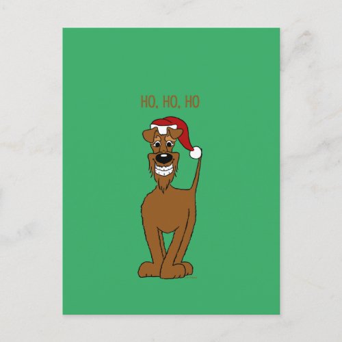 irish Terrier Santa Holiday Postcard