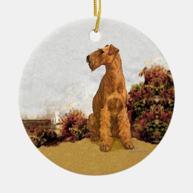 Irish Terrier Seaside Ceramic Ornament (Front)