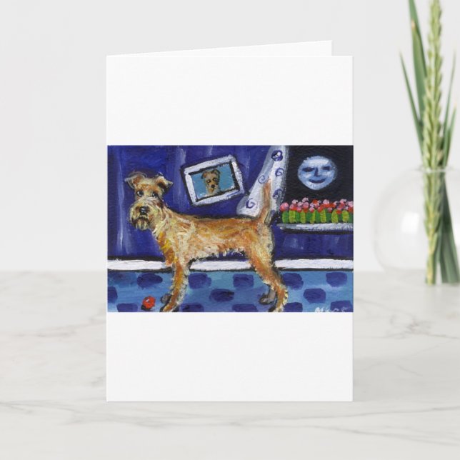 Irish Terrier senses smiling moon Card (Front)