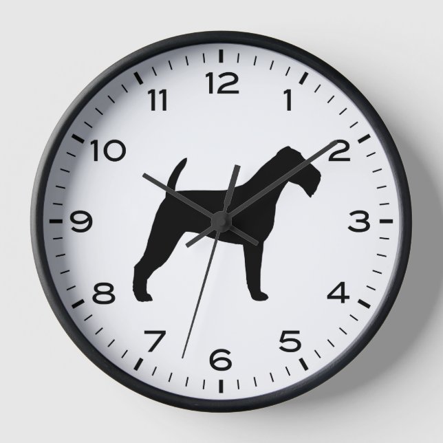 Irish Terrier Silhouette with Numbers and Minutes Clock (Front)