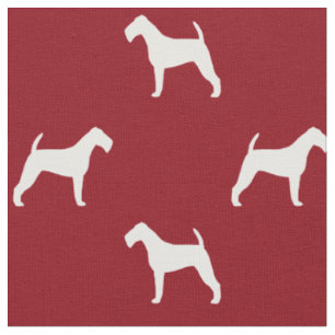 Irish Terrier Silhouettes Pattern Red and White Fabric