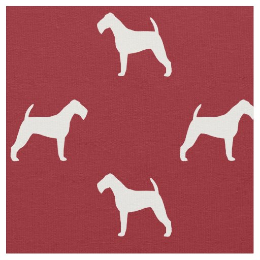 Irish Terrier Silhouettes Pattern Red and White Fabric