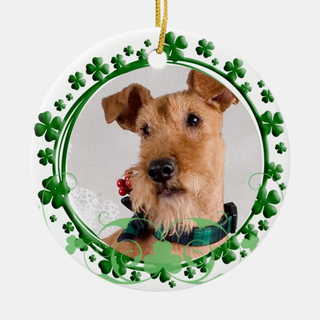 Irish Terrier St. Patrick's Day Ornament (Front)