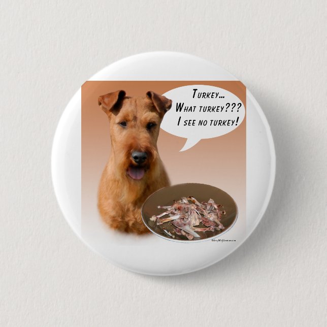 Irish Terrier Turkey Pinback Button (Front)