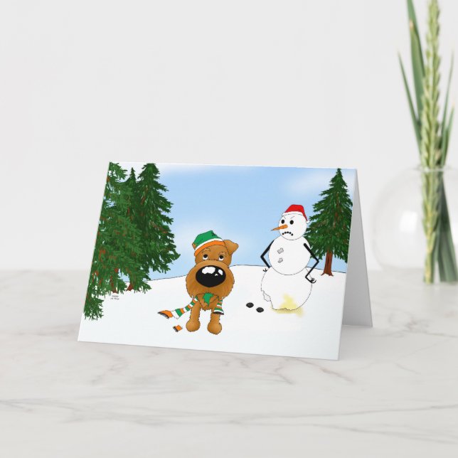 Irish Terrier Winter Scene Holiday Card (Front)