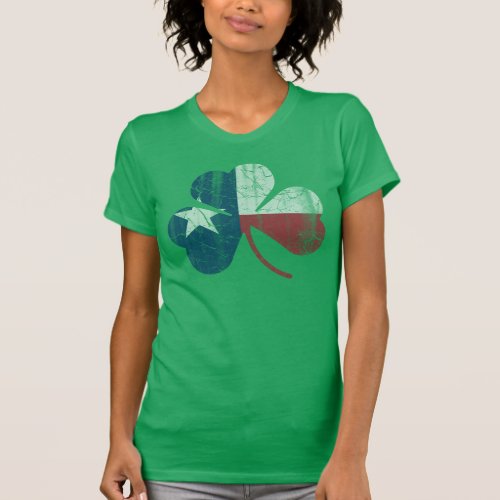 Irish Texas Flag Shamrock Vintage Fade T_Shirt