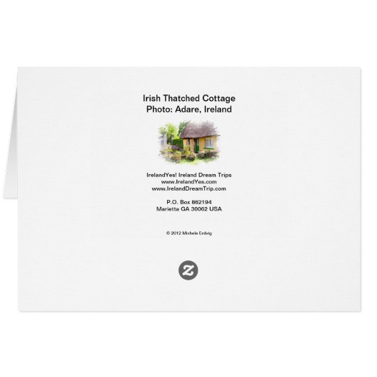 Irish Thatched Cottage Card (Back Horizontal)