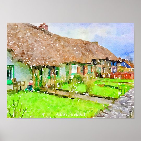 Irish Thatched Cottages Adare Ireland Print Zazzle Com