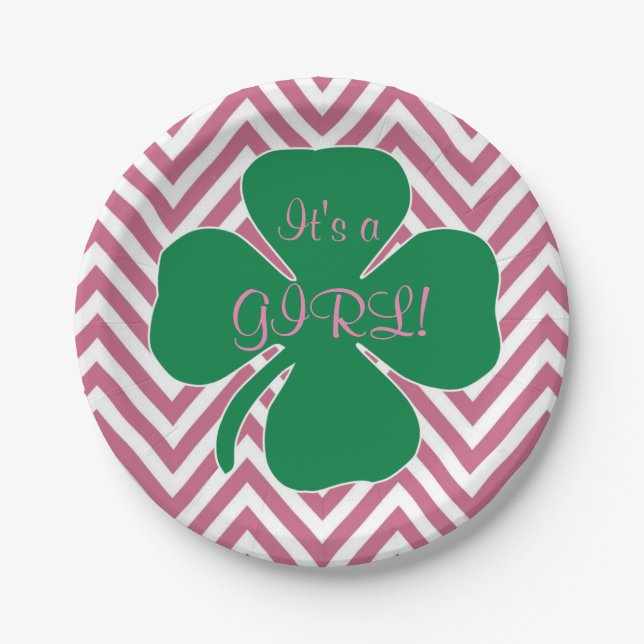 Irish themed "Its a Girl" Baby Shower Paper Plates (Front)