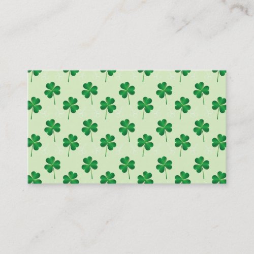 irish three leaves clover pattern business card