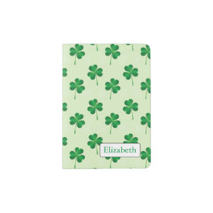 irish three leaves clover pattern passport holder