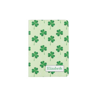 irish three leaves clover pattern passport holder
