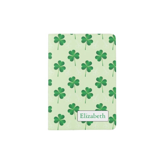 irish three leaves clover pattern passport holder (Front)