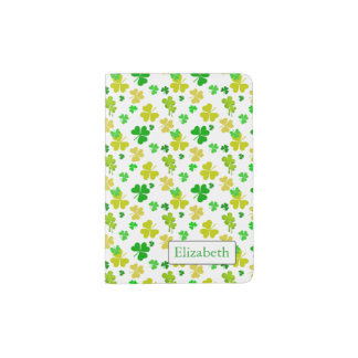 irish three leaves clover pattern passport holder