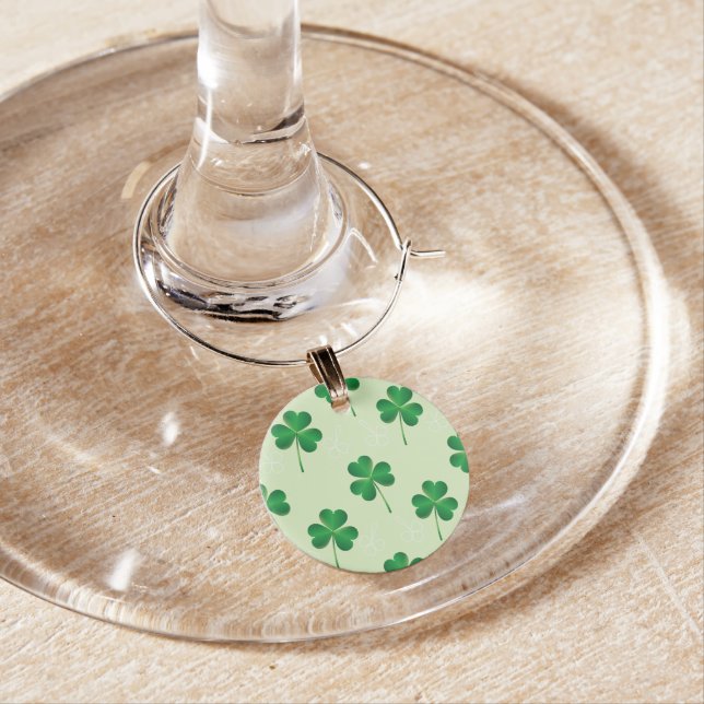 irish three leaves clover pattern wine charm (In Situ)