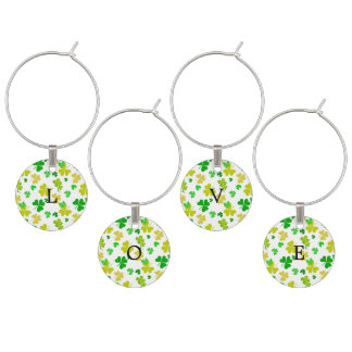 irish three leaves clover pattern wine glass charm