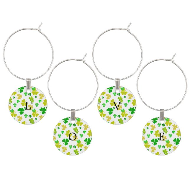 irish three leaves clover pattern wine glass charm (Staggered)