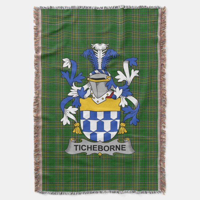  Irish Ticheborne Coat of Arms Family Crest Irelan Throw Blanket (Front Vertical)