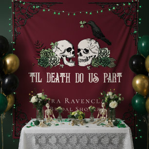 Irish Til Death Burgundy Gothic Skulls Backdrop