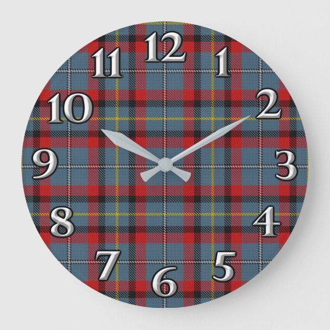 Irish Time Accents Clan MacNamara Tartan Large Clock (Front)
