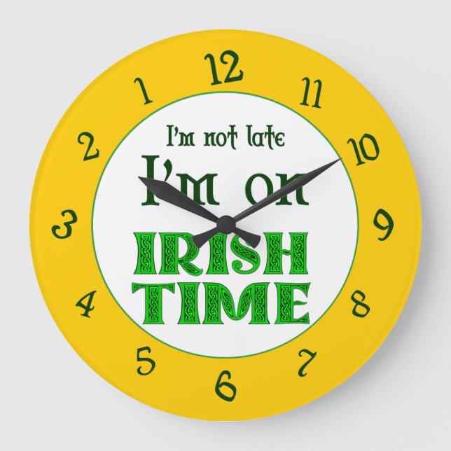 Irish Time Backwards Numbers Clock (Front)