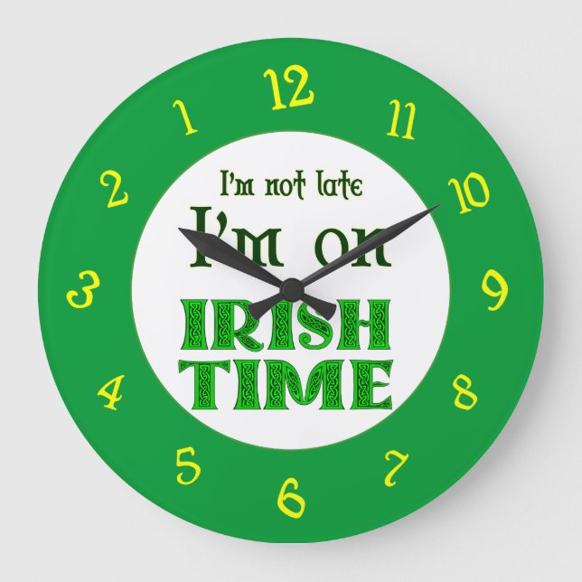 Irish Time Backwards Numbers Clock (Front)
