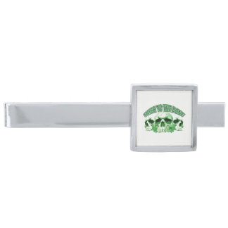 Irish to the Bone Skull Silver Finish Tie Clip
