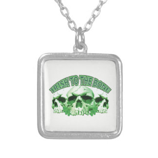 Irish to the Bone Skull Silver Plated Necklace