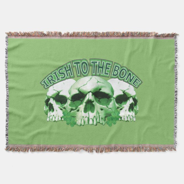 Irish to the Bone Skull Throw Blanket (Front)