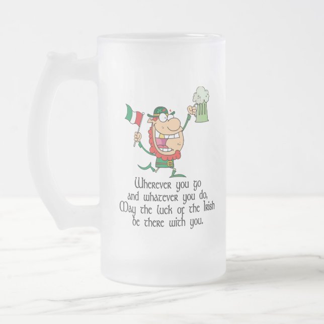 Irish Toast Frosted Glass Beer Mug (Left)