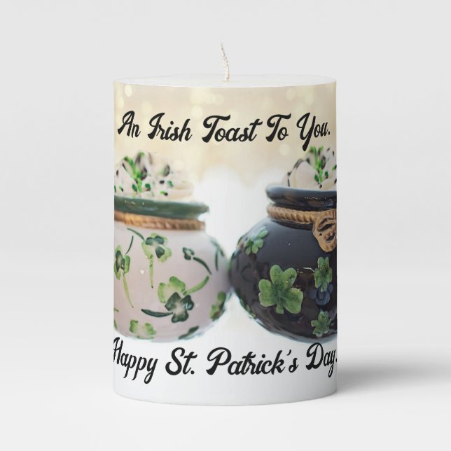 Irish Toast Pillar Candle (Front)