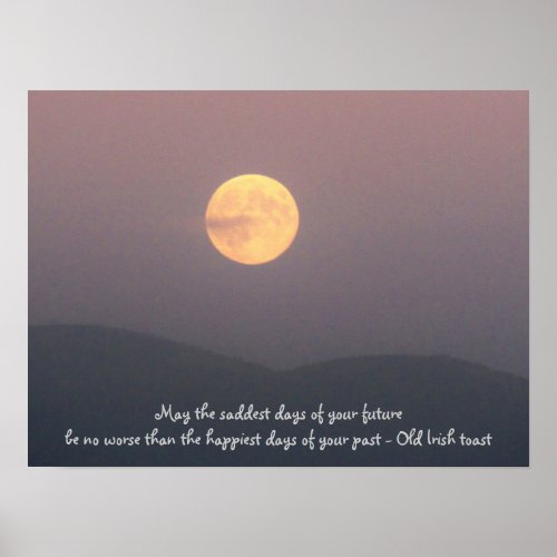 Irish Toast with Super Moon over Spokane Mountain Poster