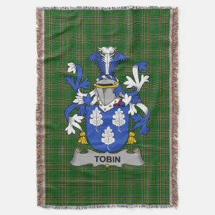 Irish Tobin Coat of Arms Family Crest Ireland Throw Blanket